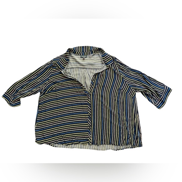 EUC ModCloth 4X striped button down beach 3/4 sleeve top - Picture 3 of 5